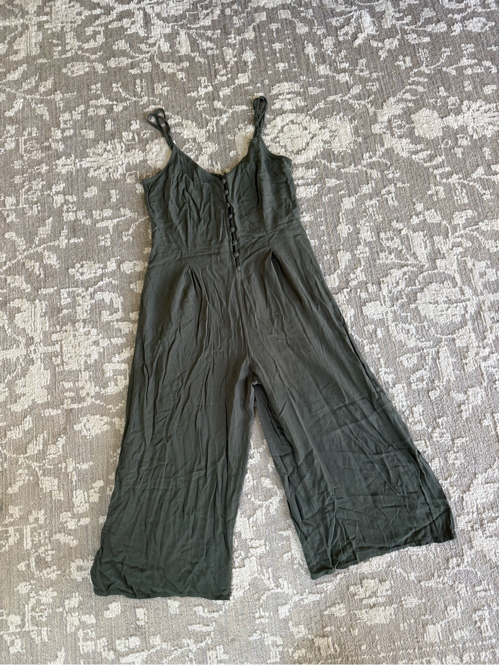 Kendall & Kylie Olive Green Wide-Leg Jumpsuit with Buttons